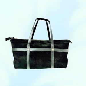 Billy Bag Black Structured Tote Handbag Double Handle Silver Trim Y2K Minimalist
